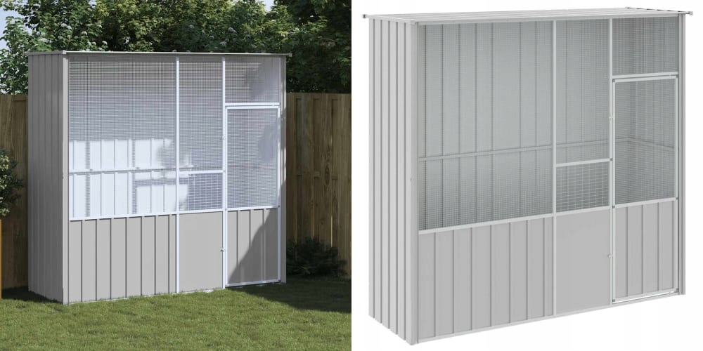 Levně Šedá, Voliéra, 215 x 78 x 200 cm, galvanizovaná ocel