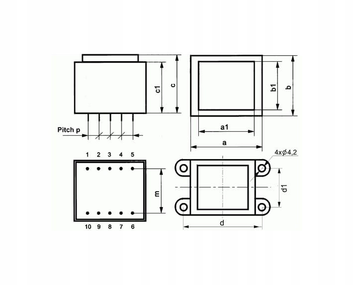 TSZZ2.8-6 Transformator zalewany 3VA, 6V/0.5A Marka Ideal