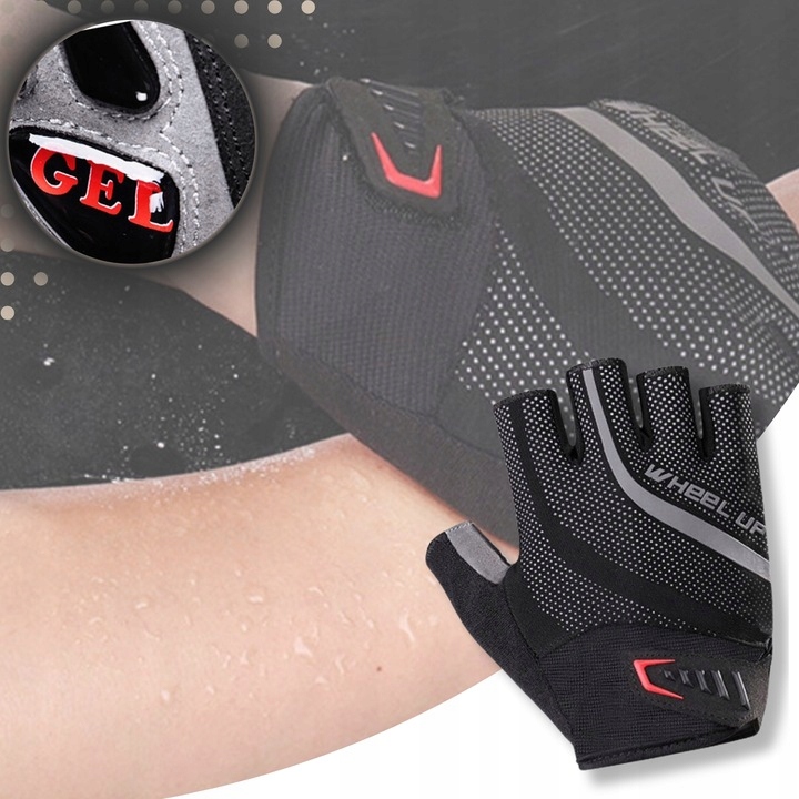 RĘKAWICE ROWEROWE MĘSKIE RĘKAWICZKI NA ROWER ŻELOWE RĘKAWICZKI BEZ PALCÓW Marka Wheel-Up