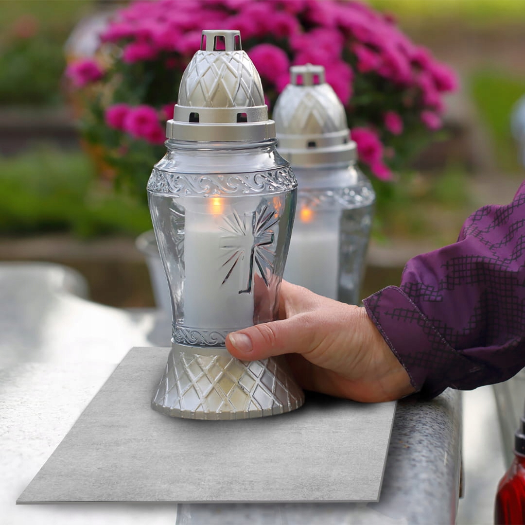 SZKLANA PODSTAWKA POD ZNICZE 60x20cm Beton 130c Szerokość produktu 20 cm