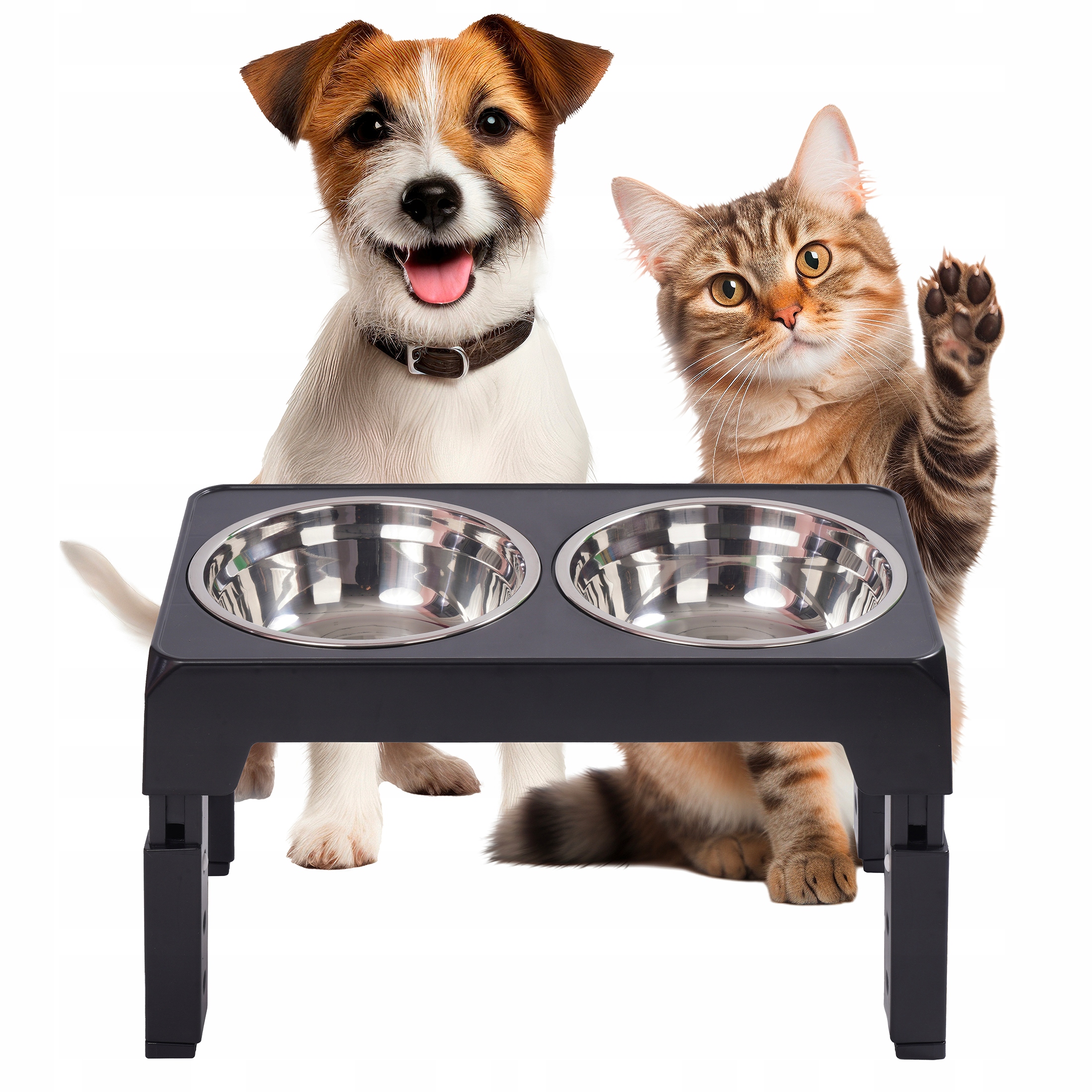 Dvojitá Miska S Nastavitelnou Výškou Pro Psa Kočku, Kovová