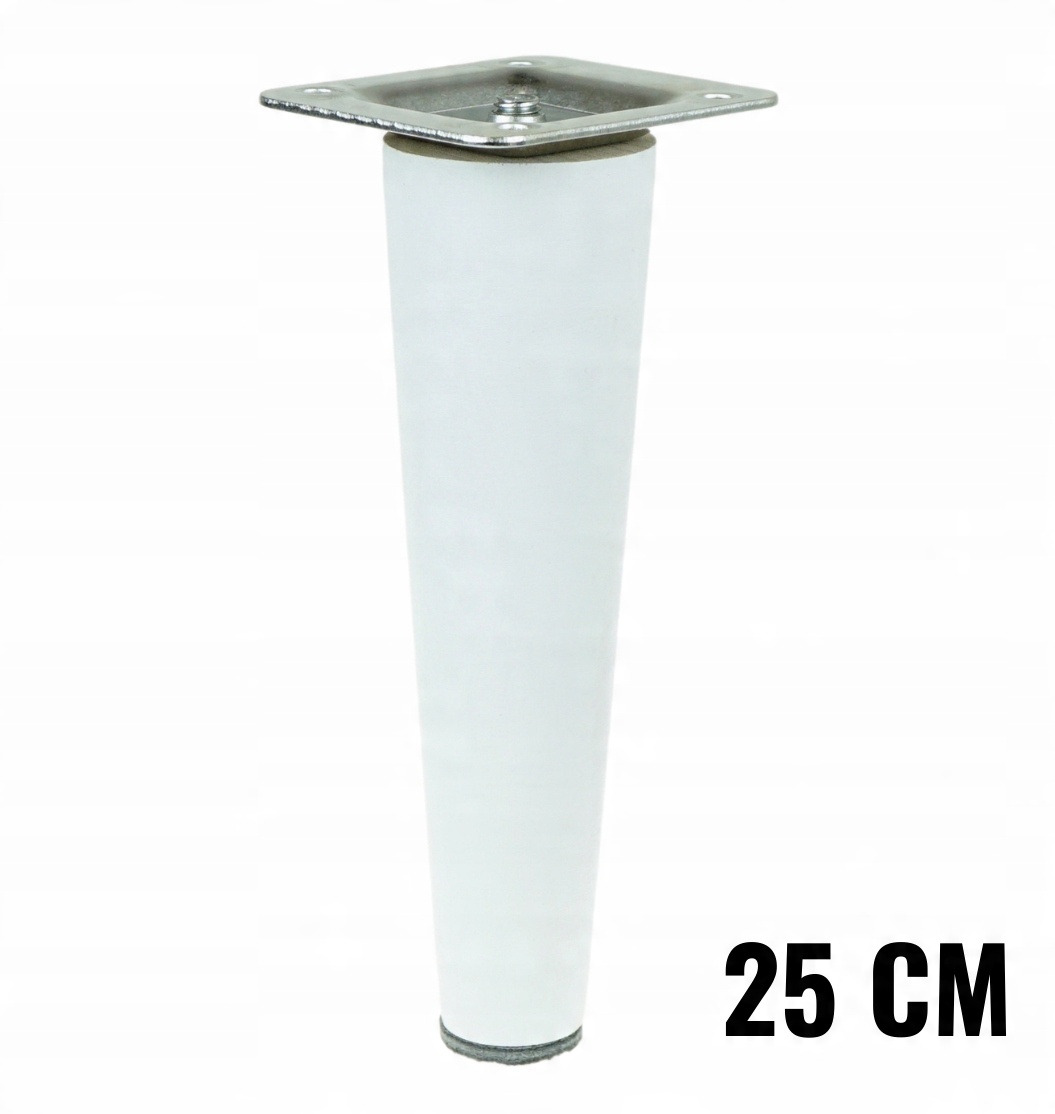 

1x Noga nóżka bukowa biała prosta zestaw 25 cm