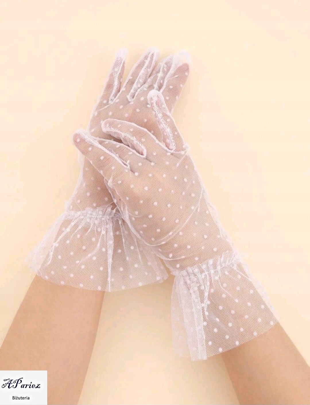 Do0013 Rękawiczki ślubne delikatne kropeczki