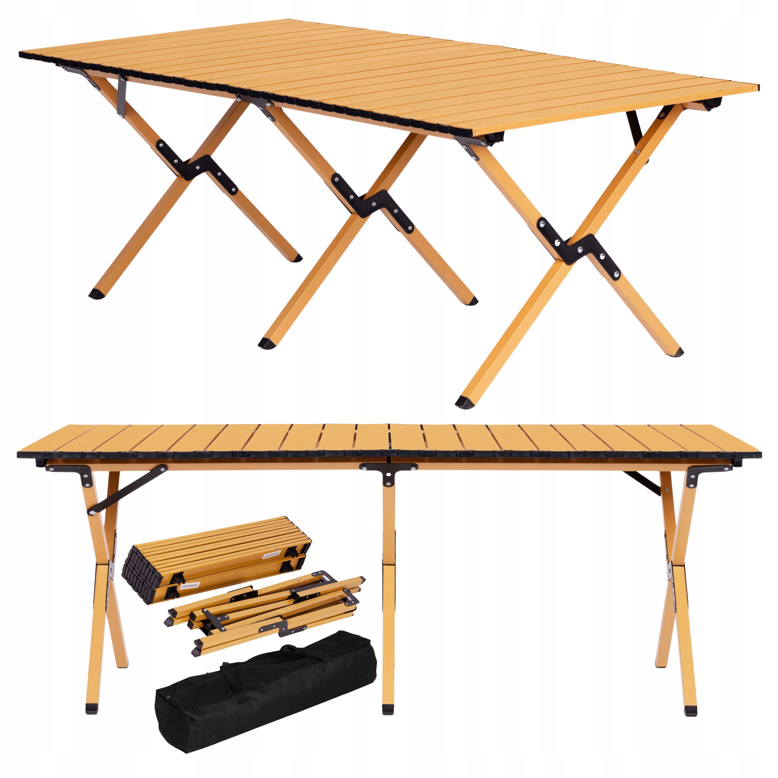 Stolik Turystyczny Składany 120x60 cm Kempingowy Ogrodowy Rolowany Z Torbą