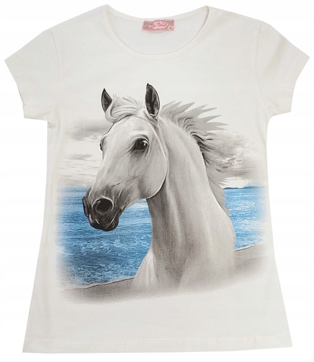 

Bluzka T-shirt Tunika Bawełna Biały Koń 140 H303B