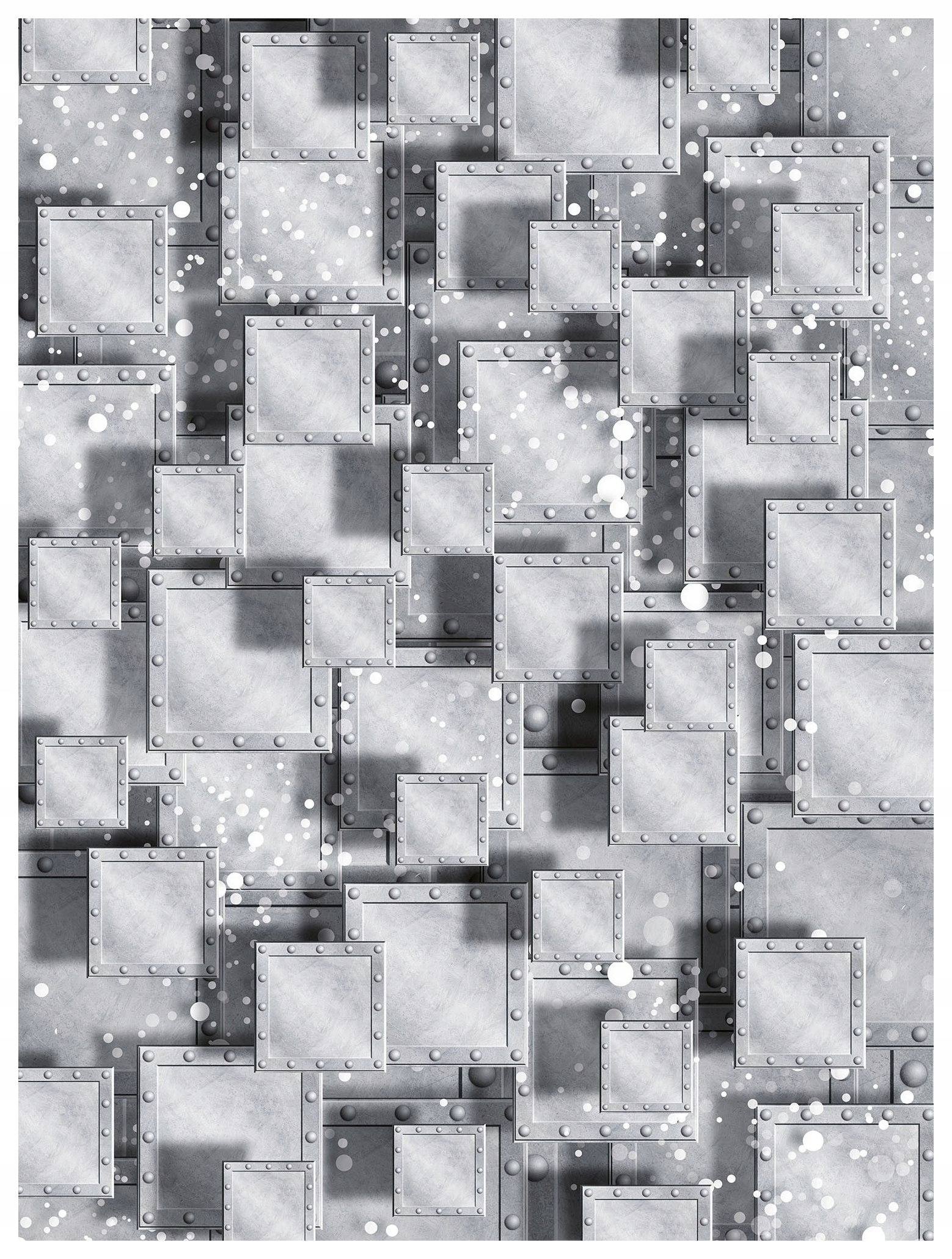 Fototapeta Metalické 3D abstrakce, industriální stříbrné nýty 206x275 lepidlo