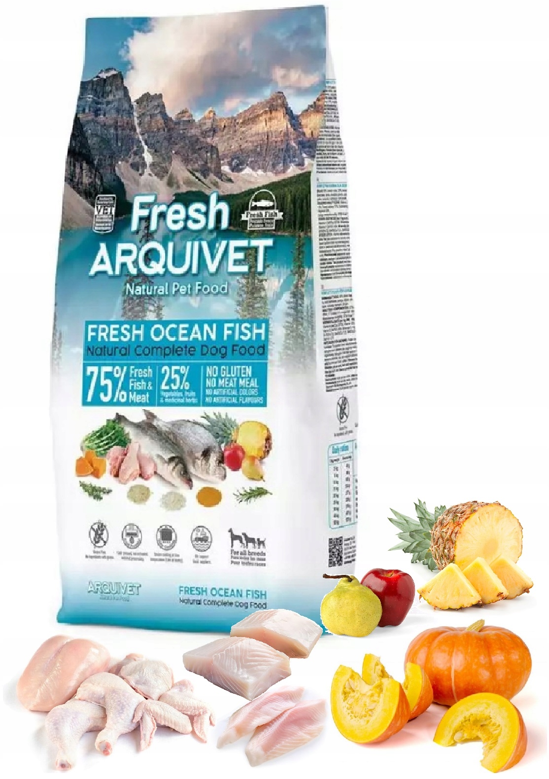 Levně Arquivet Krmivo krmivo pro psy Ryba a kuřetem bez lepku, přírodní