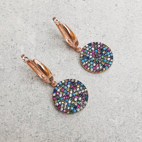 Pozlacené náušnice s barevnými zirkony
