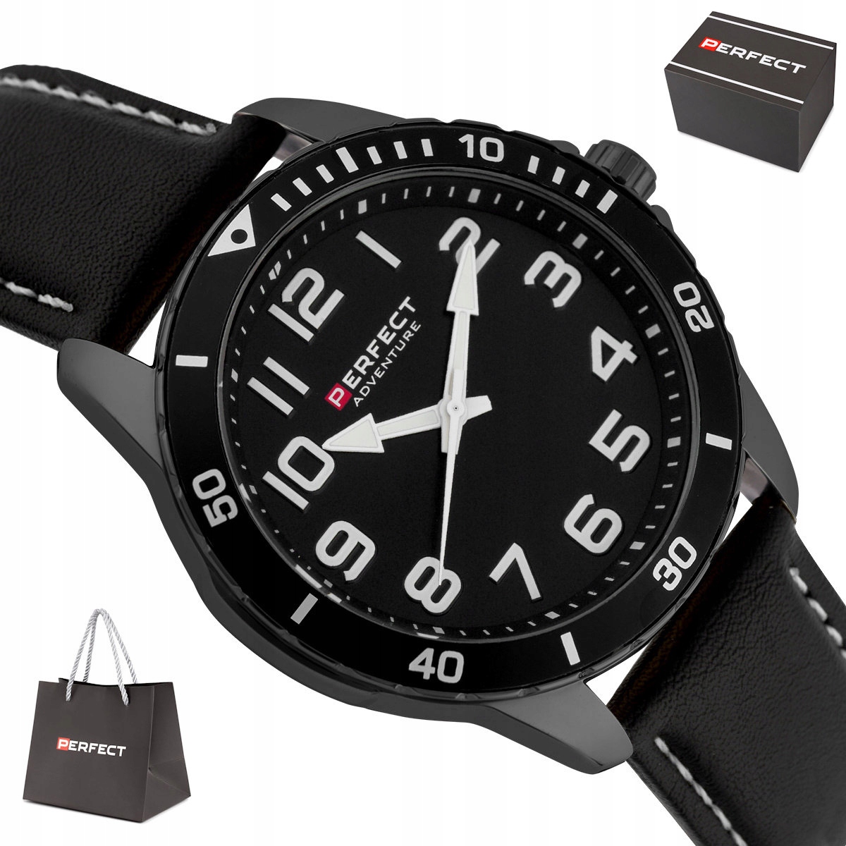 Pánské Sportovní Černé Čitelné Hodinky Perfect Adventure W156-07 46 mm