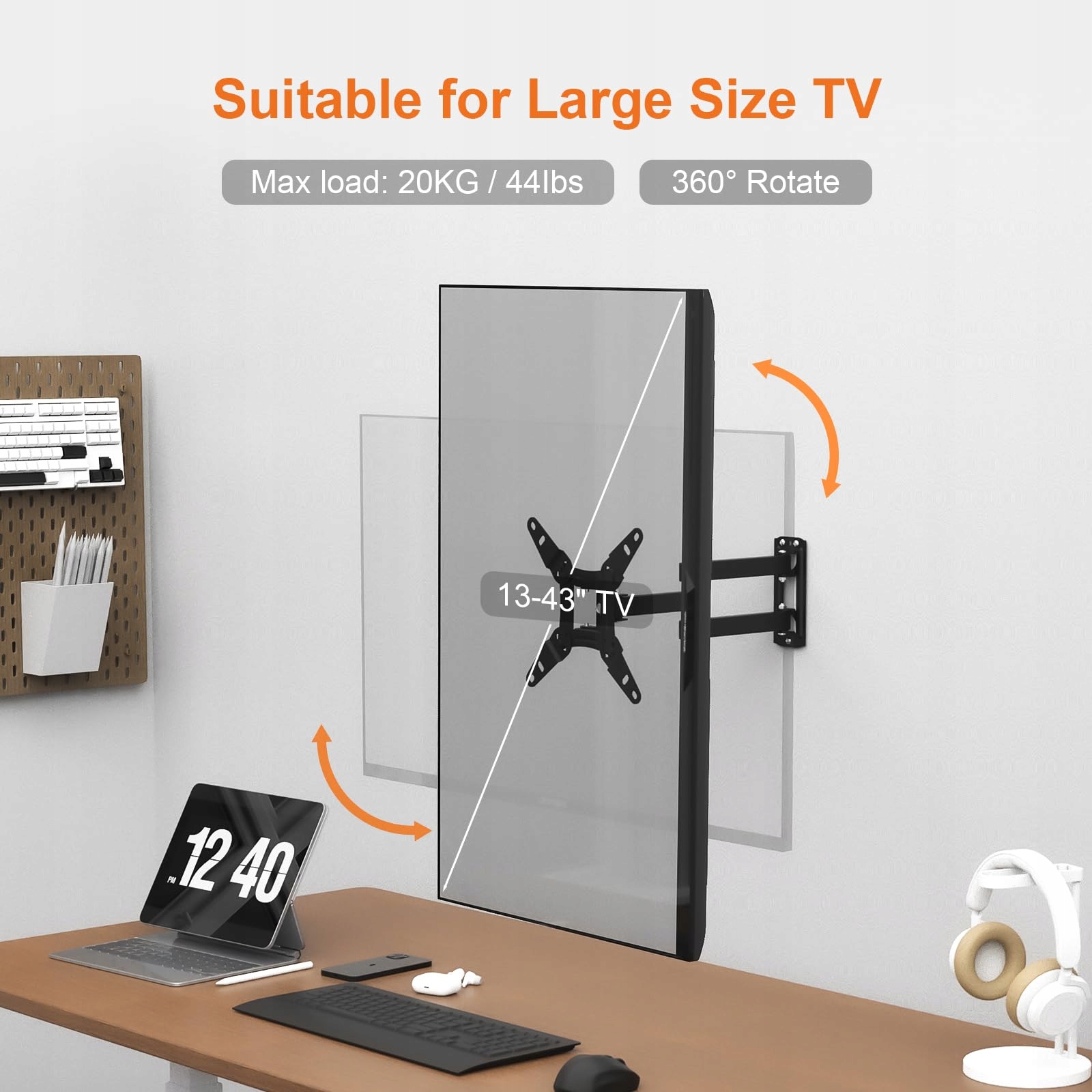 GRIFEMA TV Mount 13-43" 360° Adjustable, Up to 20kg, VESA 200x200 — miniatura 4