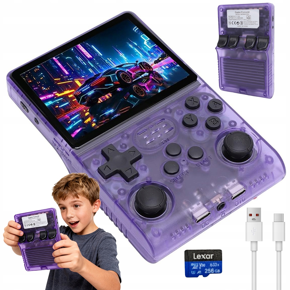 Hra Přenosná Retro Herní Konzole R40S Pro 256GB 3,5" Displej Ips 30000HER