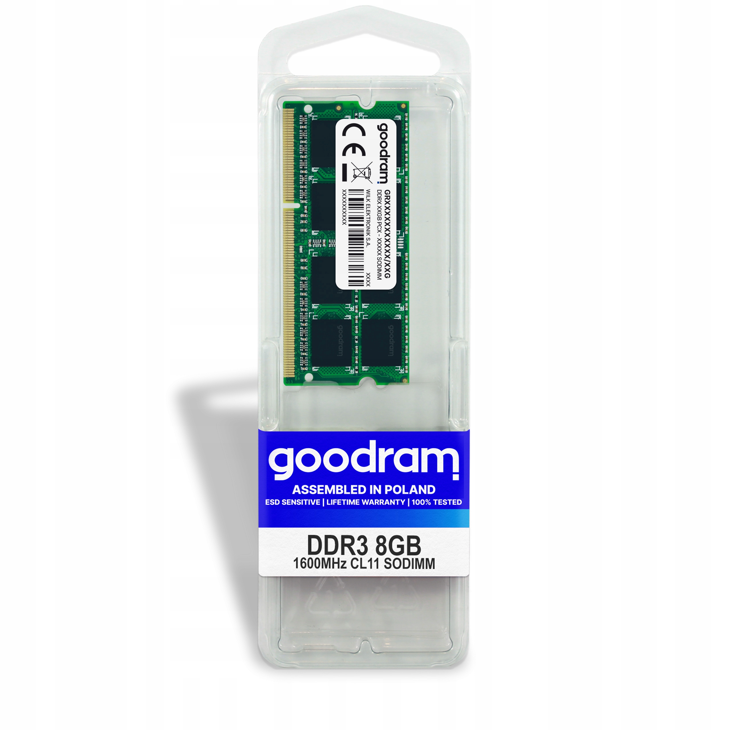 

Pamięć Ram DDR3 Goodram 8GB 1600MHz CL11 Sodimm
