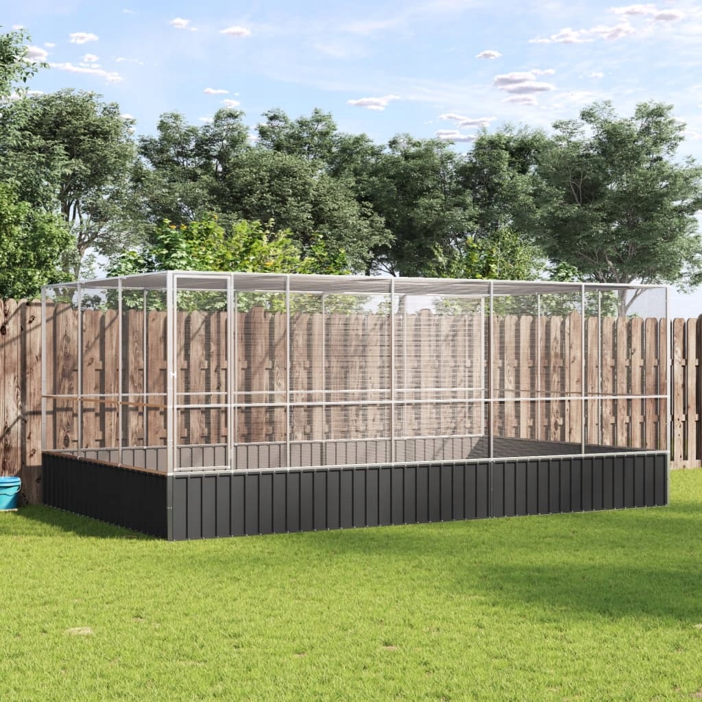 Levně Fionshop 262976112 Voliéra s nástavbou stříbrná 518 x 307 x 212 cm ocel