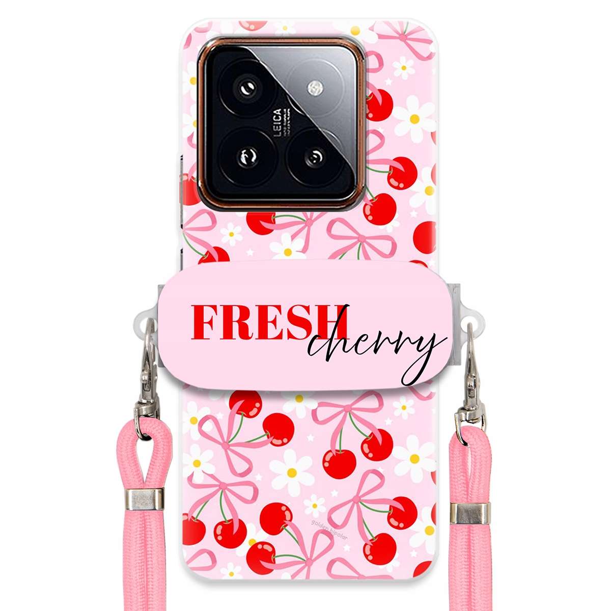 Pouzdro pro Xiaomi 14 Pro Case Držák Šňůrka Růžová Fresh Cherry Mašle
