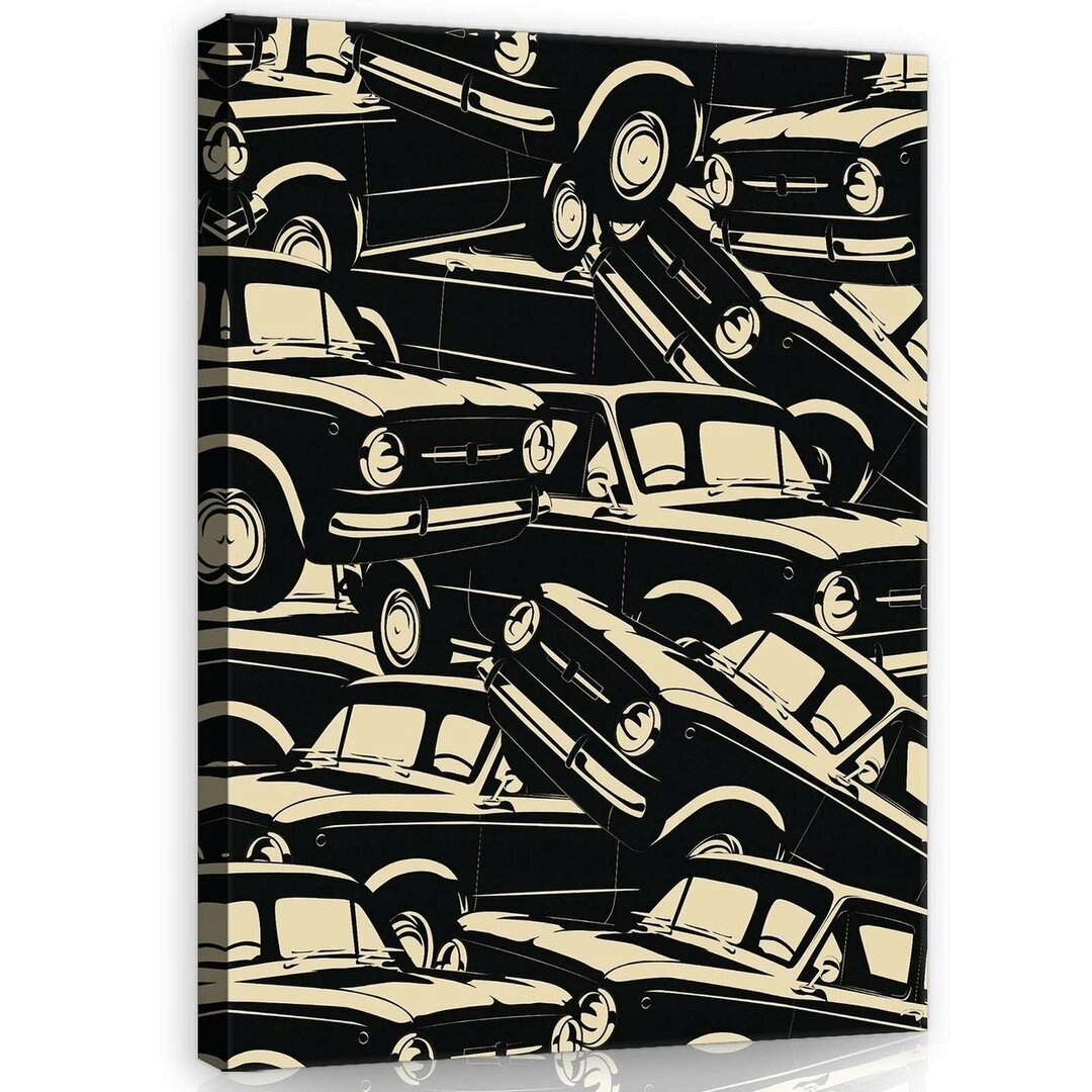 Obraz 60x80 Vintage retro auta klasická auta grafika vzor styl