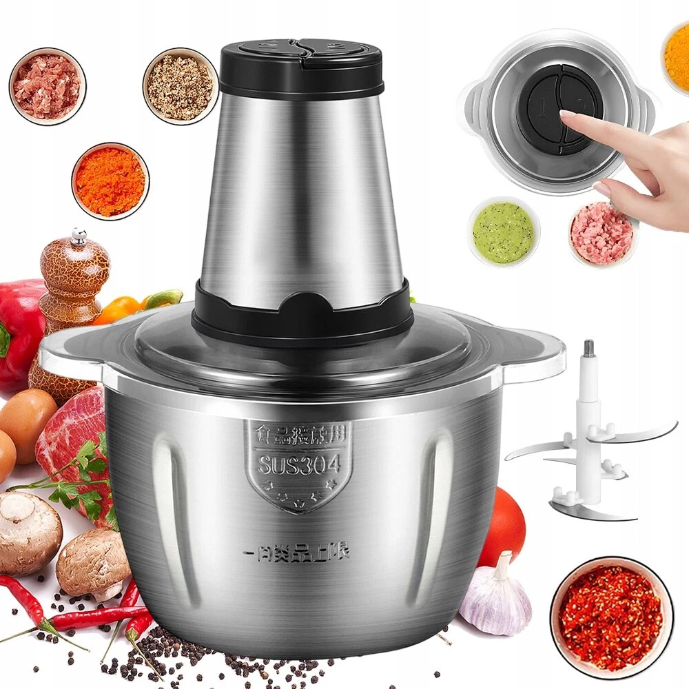 Elektrický Sekáček Potravin Kráječ 2000 ML Dvouvrstvá 4NÁSOBNÁ Čepel