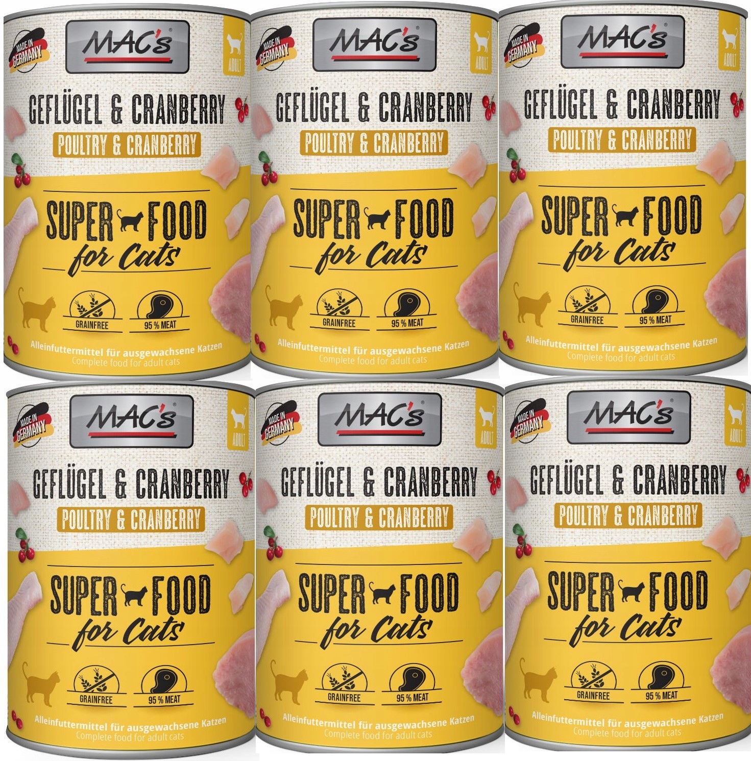 MAC's Cat Adult Drůbež a brusinky 6x800 g