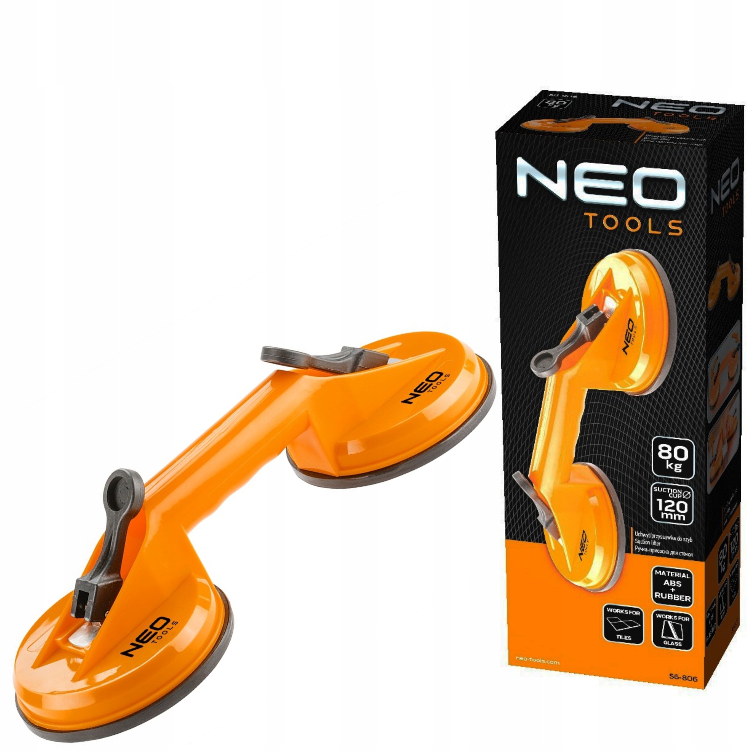 NEO UCHWYT PODWÓJNA PRZYSSAWKA DO SZYB BLACH PŁYT 80KG 2X120MM 56-806