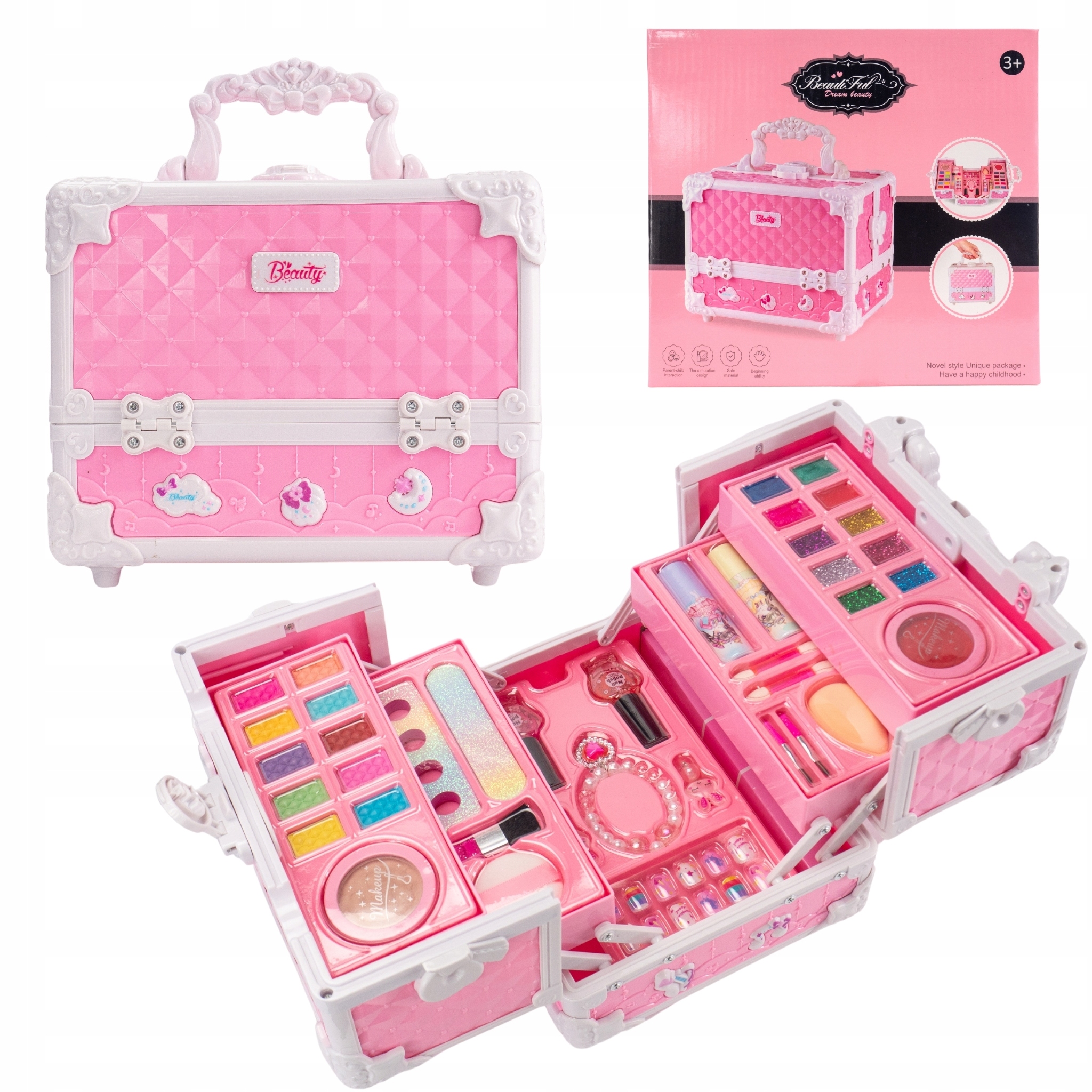Kuferek z Kosmetykami dla Dziewczynki - Zestaw Beauty dla Małej Księżniczki Kolor różowy
