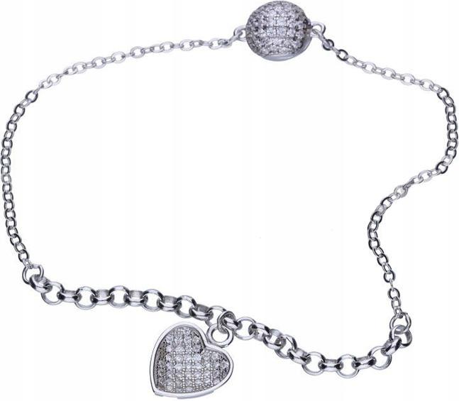 Stříbrný náramek 925 srdíčko zirkony 4,30 g s přívěsky, módní vzor