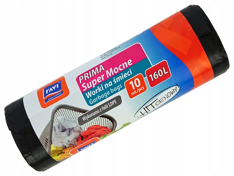 

Worki na śmieci Ldpe czarne 240l 10szt Ravi Prima