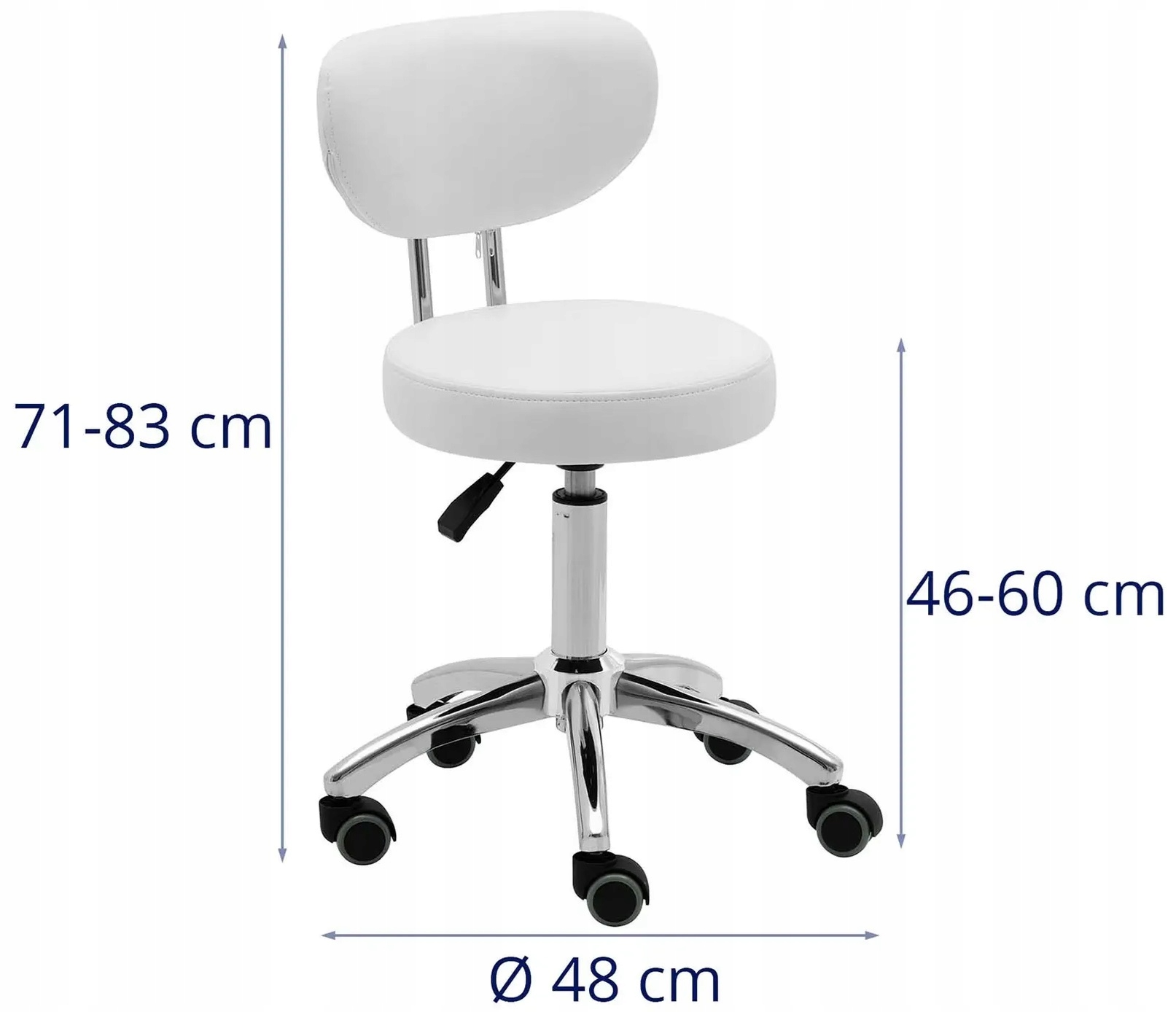 Taboret kosmetyczny z oparciem 46-60 cm biały Physa ASCONA WHITE 10040657