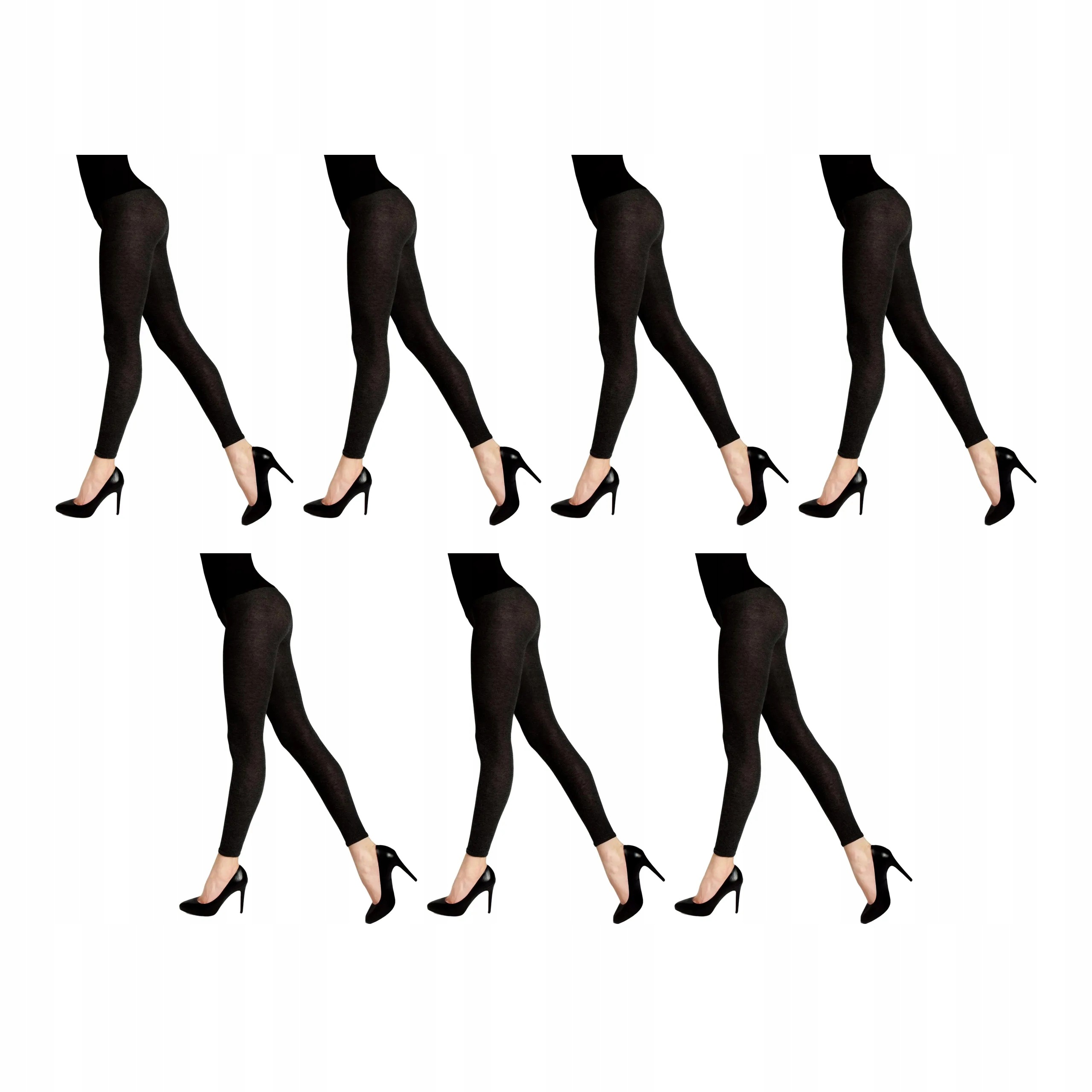 7 párů Dámské bavlněné legíny s vlnou 608 Cotton Legs 7x Černá 4-L