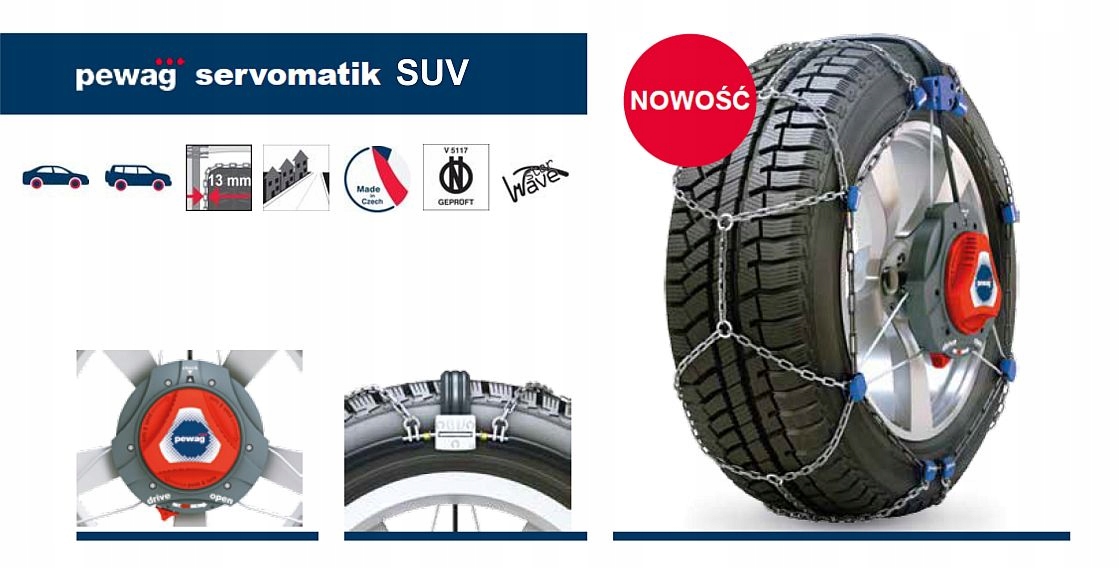 ŁAŃCUCHY PEWAG SERVOMATIK SUV RSM 80A V 235/65R18 245/60R18 255/45R20 Grupa rozmiarowa KN inna