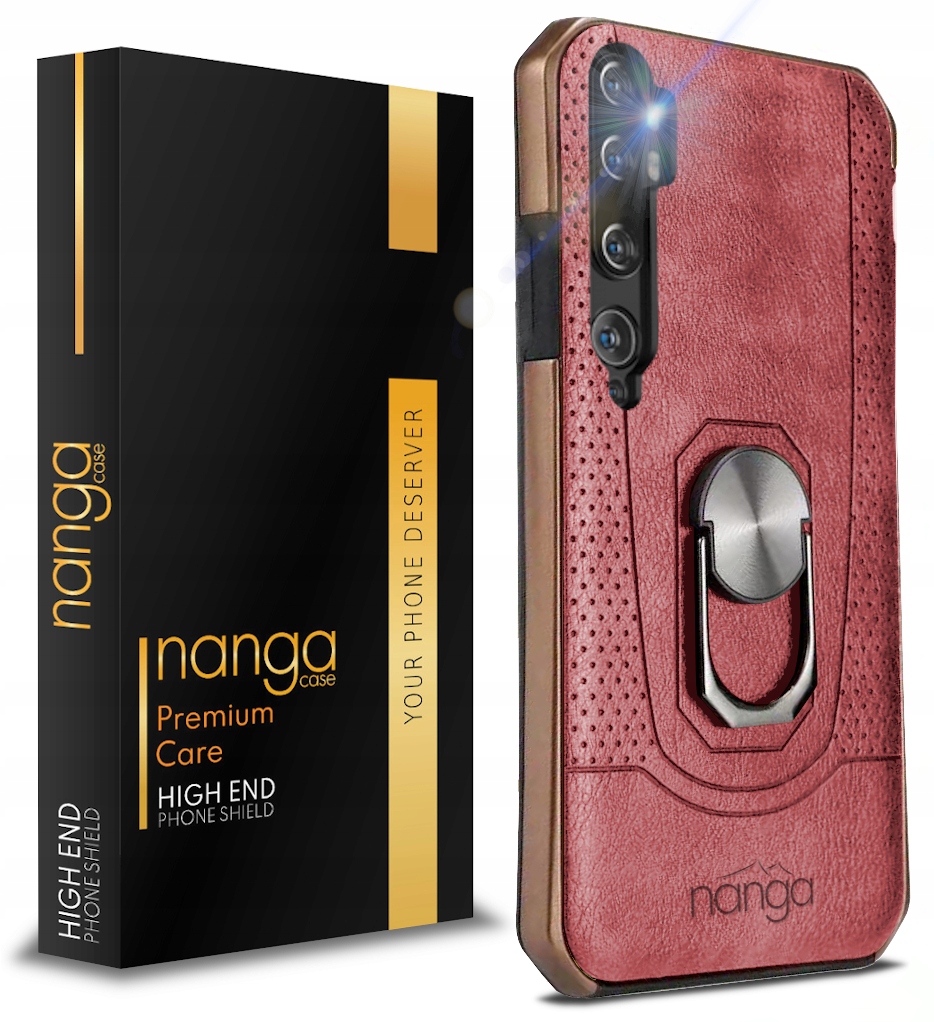 

Etui Pancerne Vintage Ring Do Xiaomi Note 10 Brąz