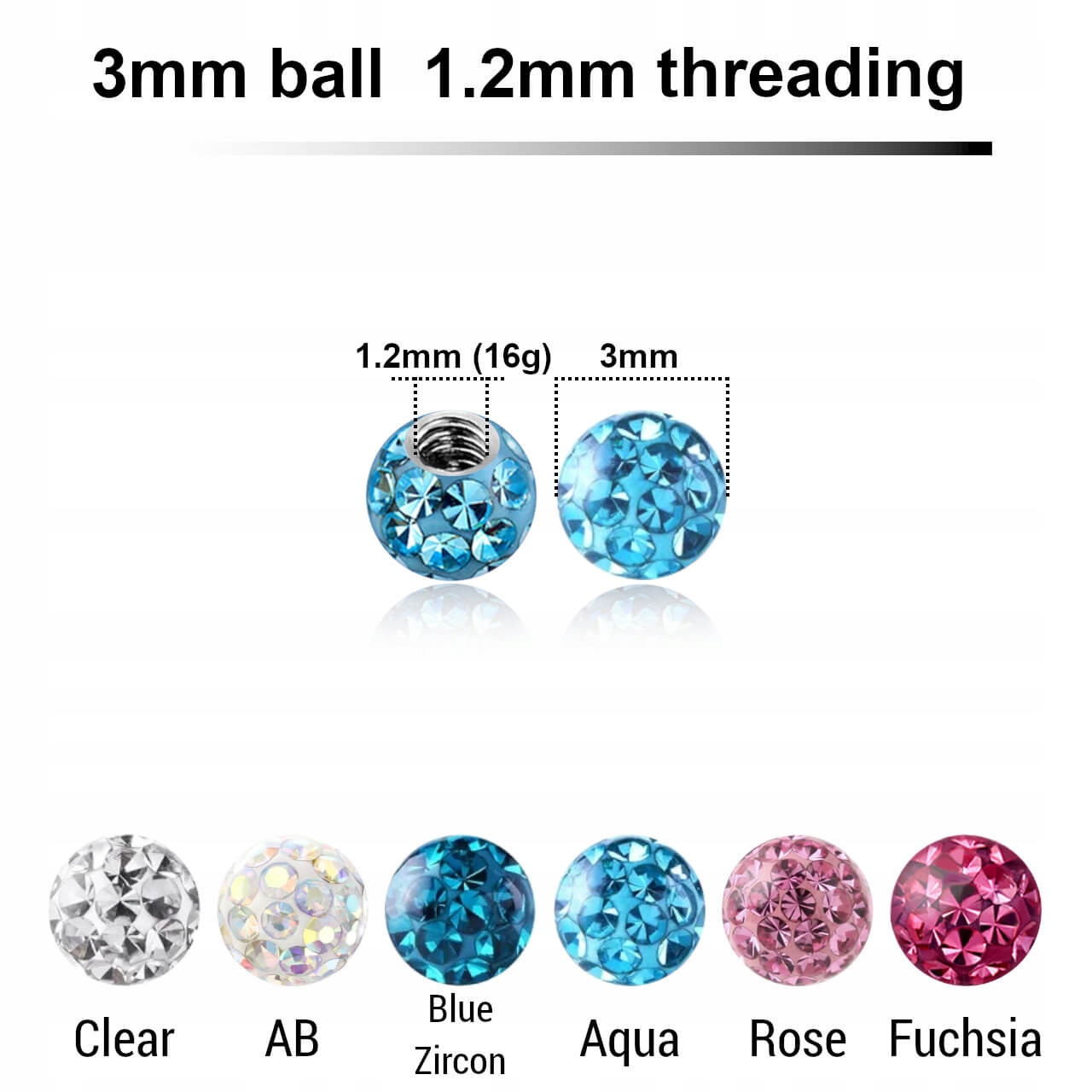 Kulka multi crystal 3 mm gwint 1,2 mm