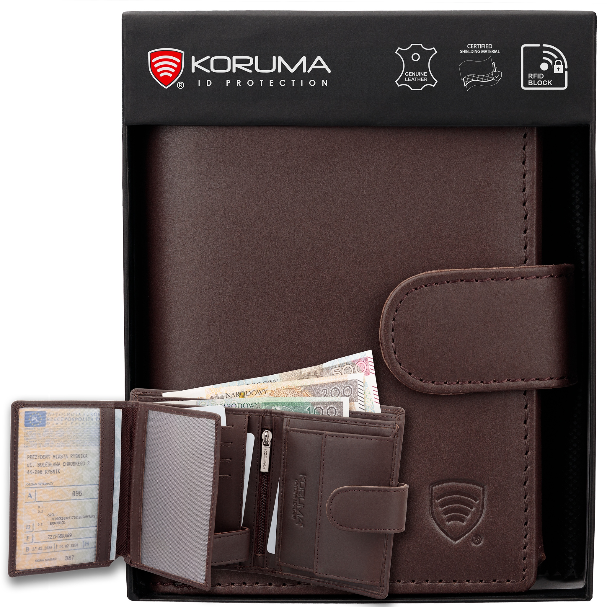 Pánská kožená peněženka na platební karty Bilon Ochrana Rfid Velká Koruma