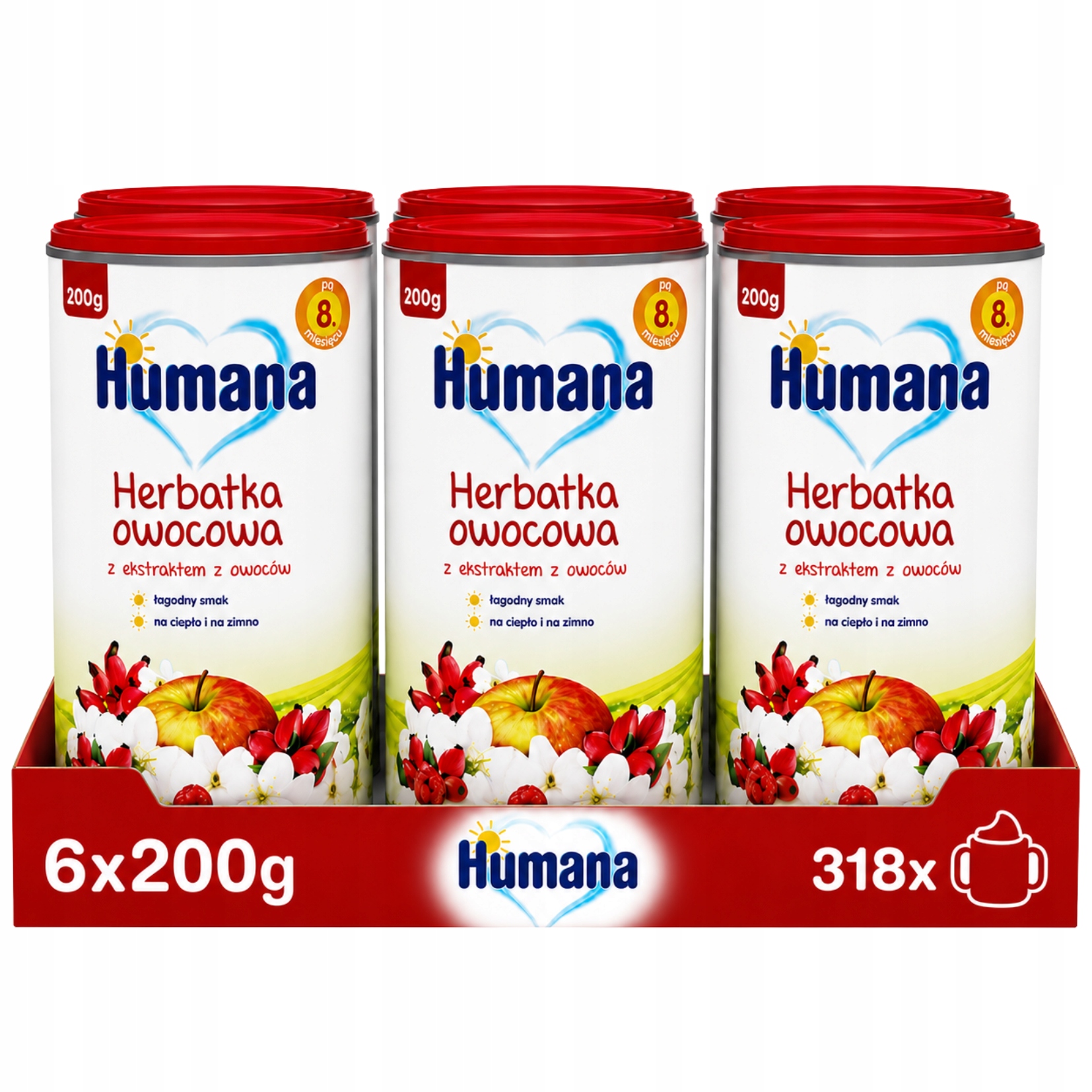 Zestaw Humana Herbatka owocowa z ekstraktem z owoców po 8. miesiącu 6x200 g
