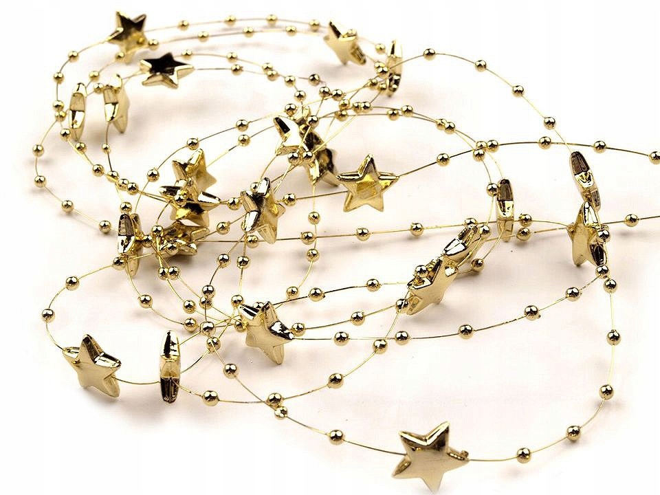 Perełki gwiazdki na żyłce girlanda dekoracyjne 1m