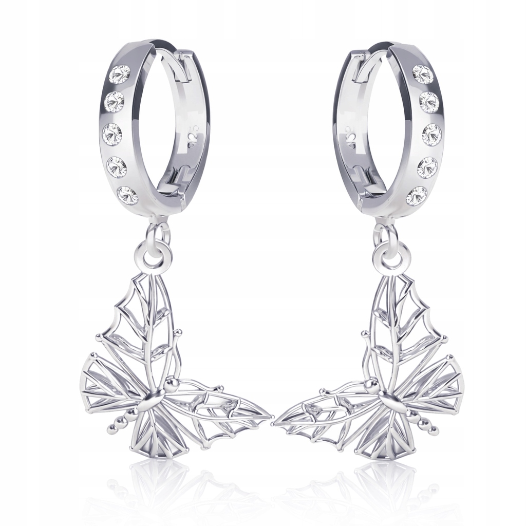 Stříbrné náušnice pouta Ažurový motýl 3D Symbol proměny Stříbro ryzost 925