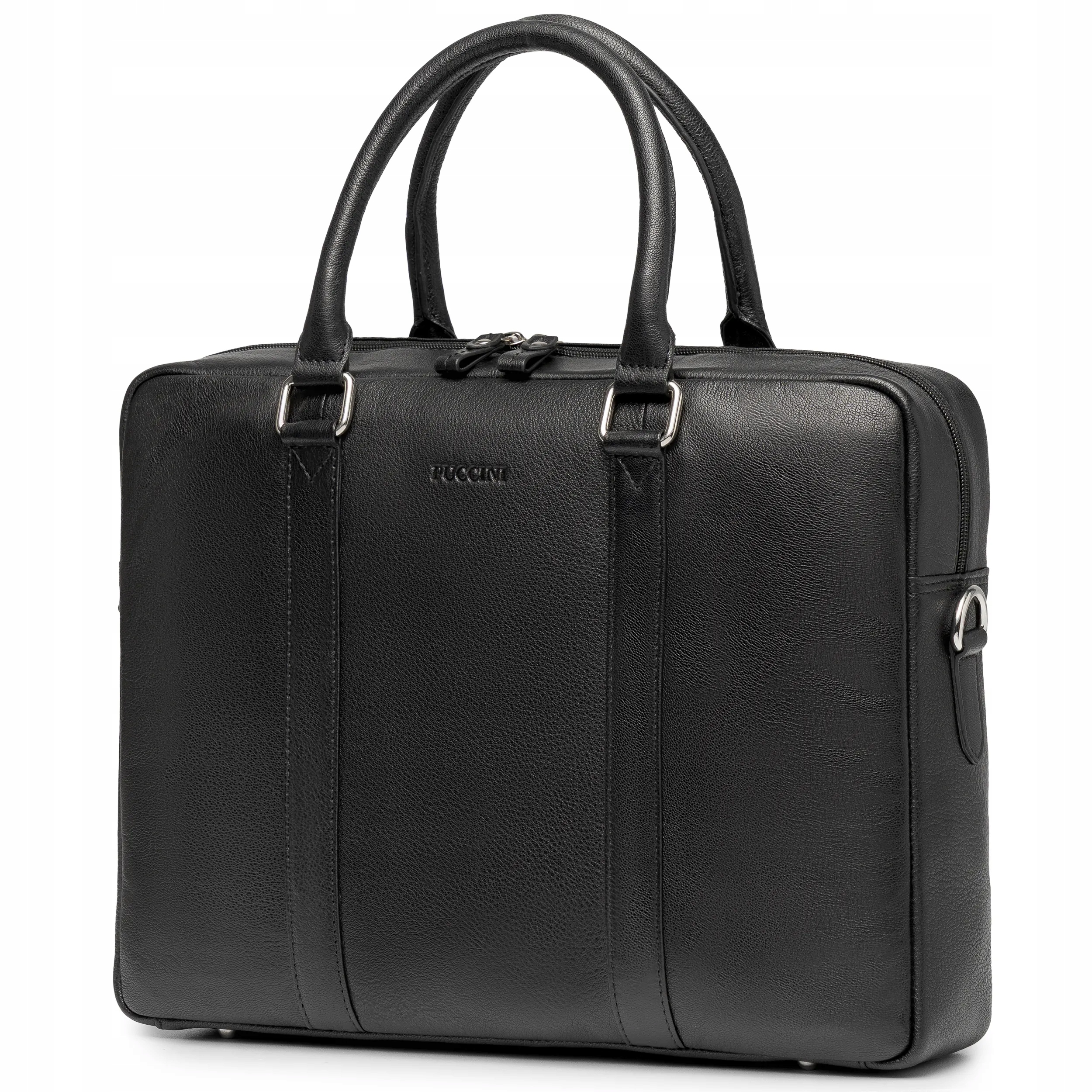 Taška Na Notebook Kožená Aktovka pro práci 15,6'' Černá Puccini CO7325-1