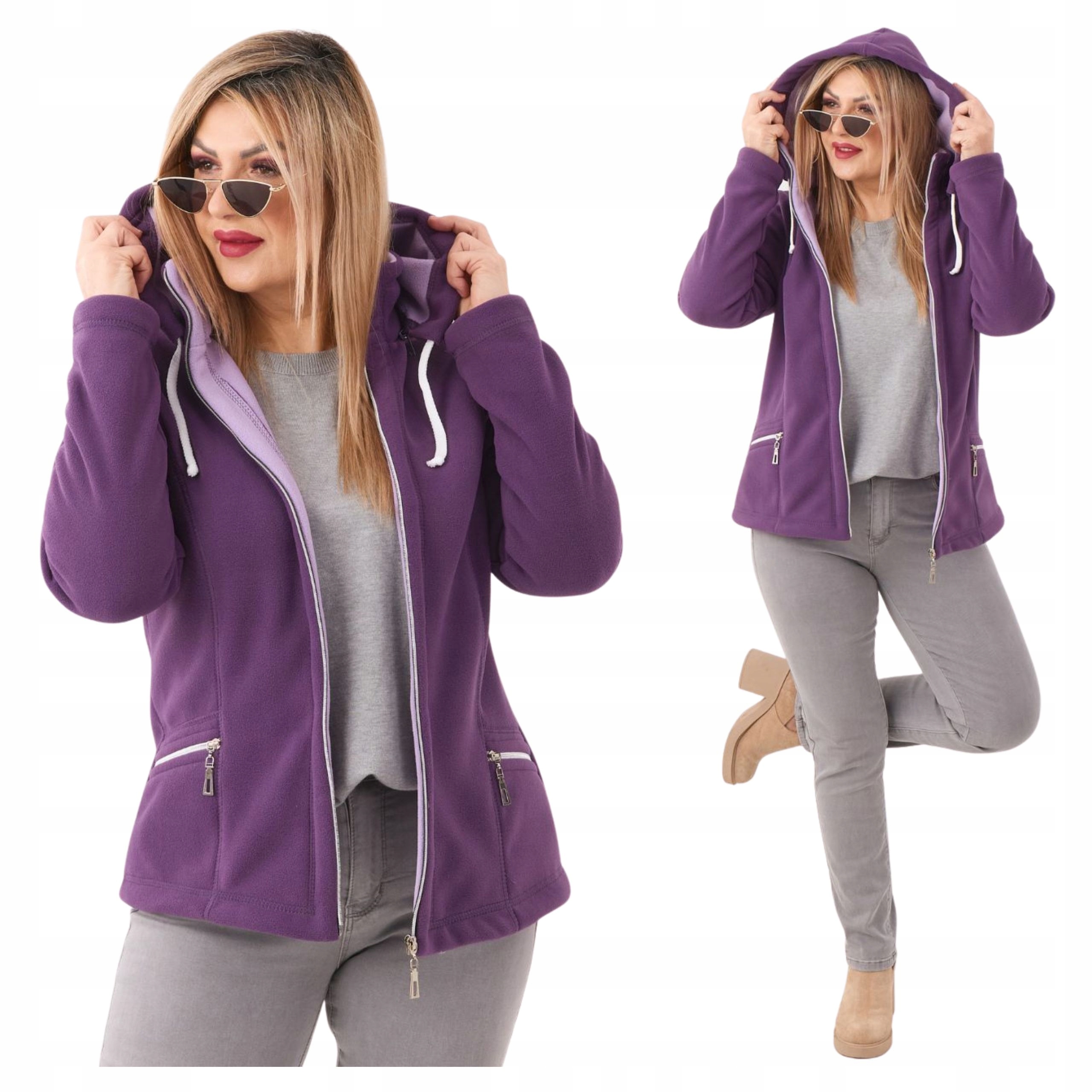 Polar Damski Rozpinany Bluza Z Kapturem Kieszenie Polski Producent