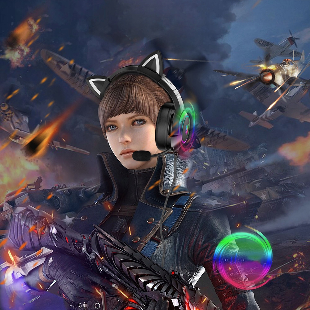 ONIKUMA K9 SŁUCHAWKI GAMINGOWE RGB Z KOCIMI USZAMI USZKAMI Z MIKROFONEM Mikrofon tak