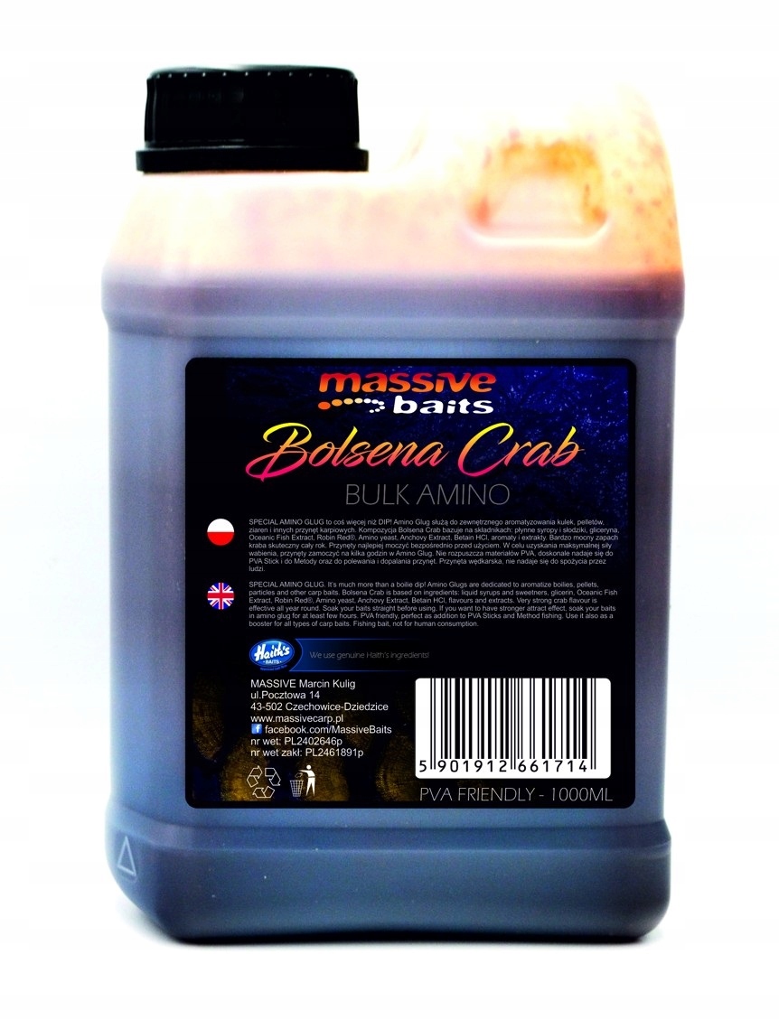 Dip Zalévá Liquid Bulk Amino Bolsena Crab 1L Massive Baits