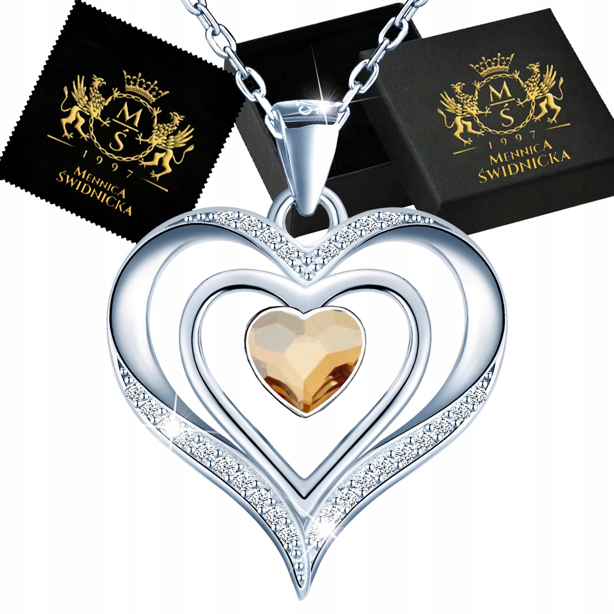 Stříbrný náhrdelník Stříbro 925 Přívěsek Přívěsek Dámské srdce jako Dárek