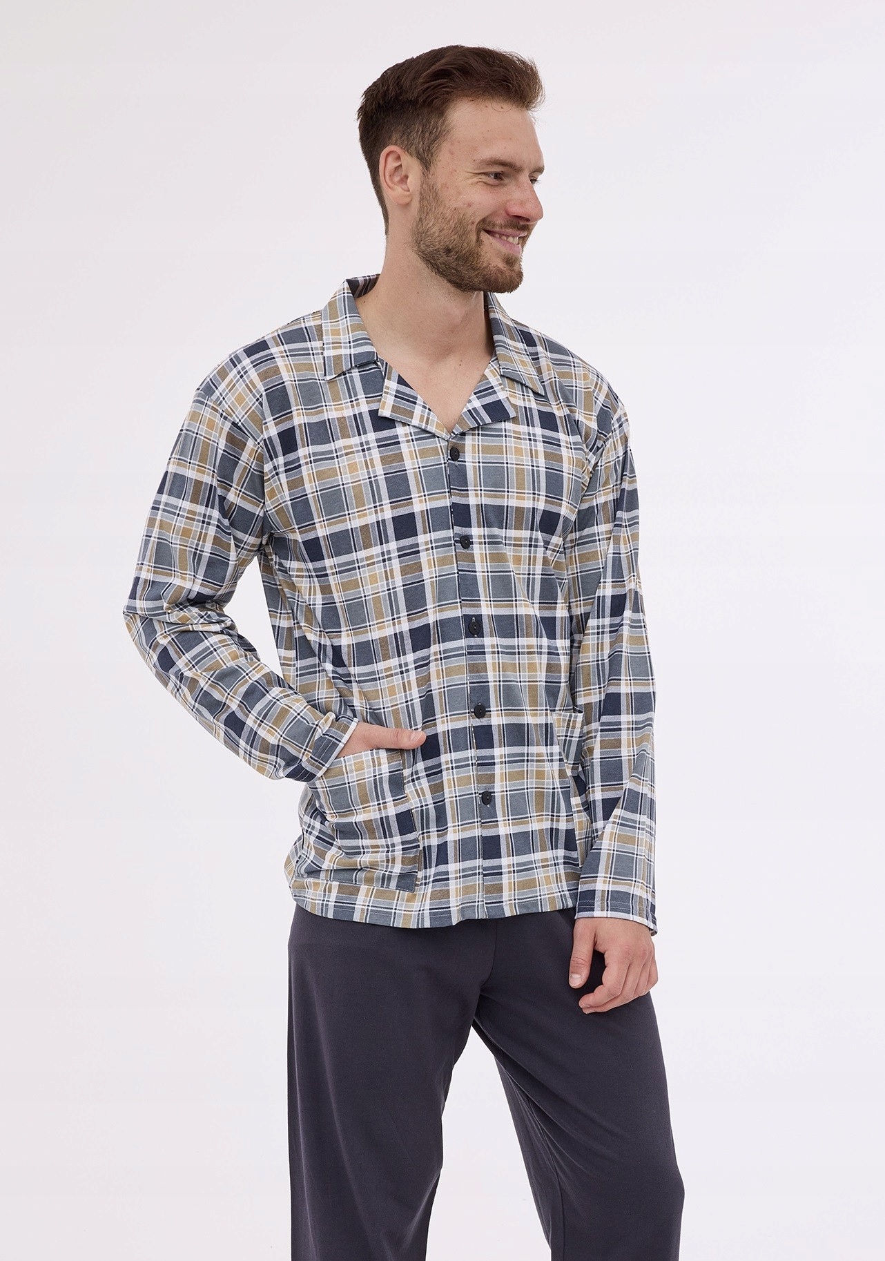 Pánské Pyžamo 114/75 Dr XXL béžová/šedá