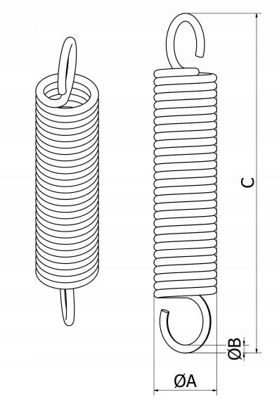 SPRĘŻYNA NACIĄGOWA Z UCHEM fi. 20/2.5x180 OCYNK Marka inny