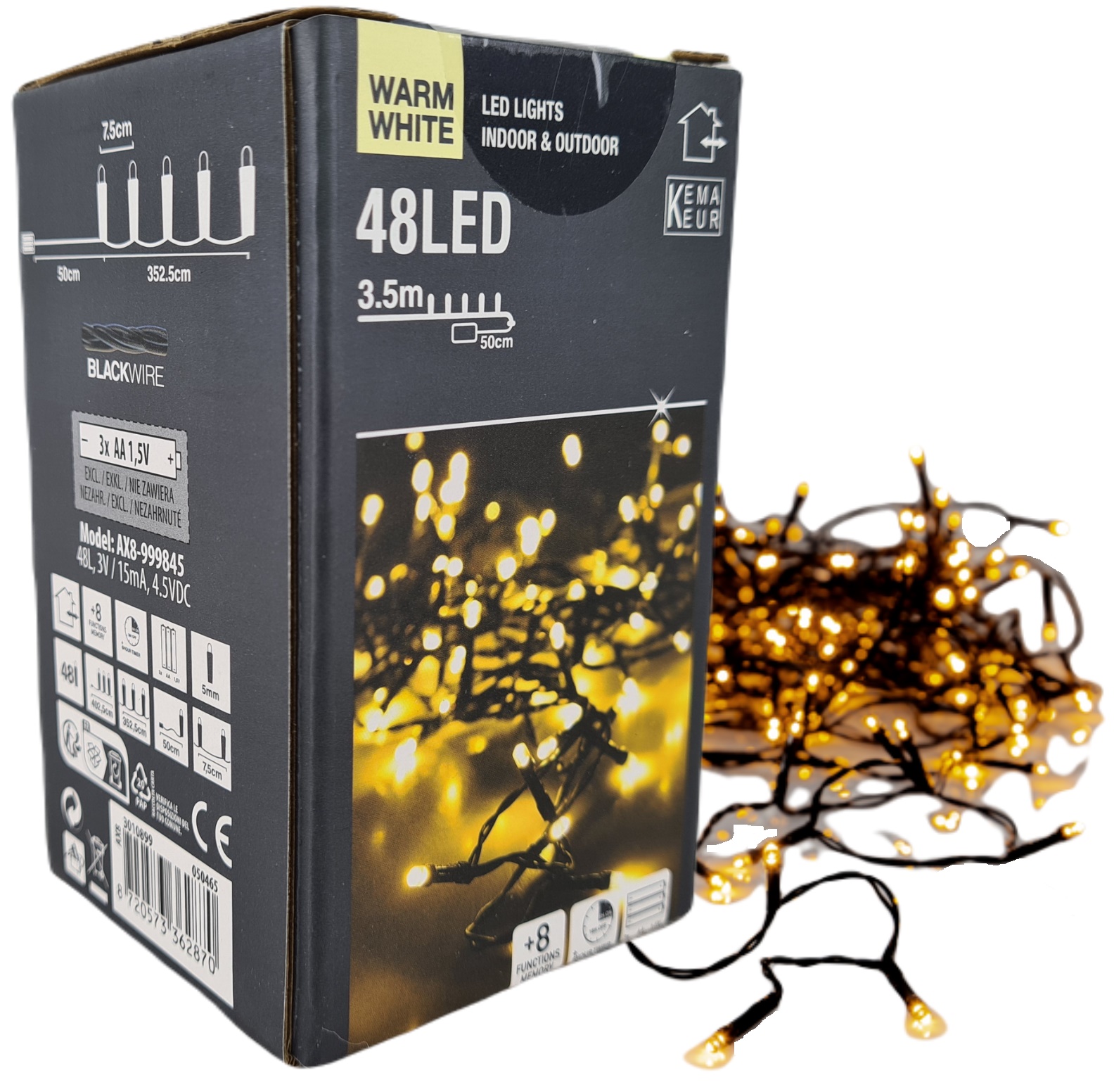 

Lampki Choinkowe Świąteczne Białe Ciepłe 48LED 4 m