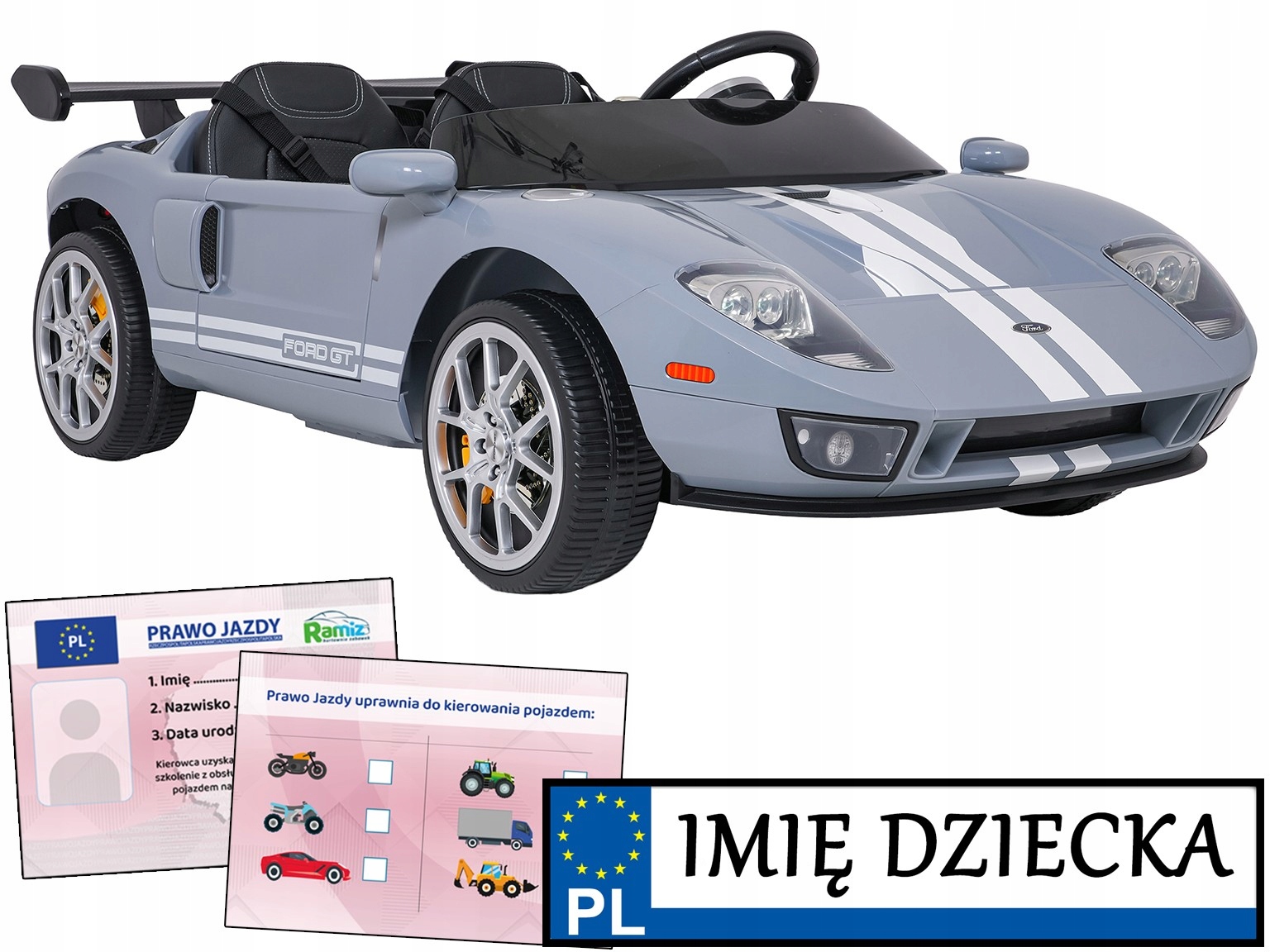 duże i mocne autko na akumulator dla 2 dzieci Ford Gt pilot dla rodzica