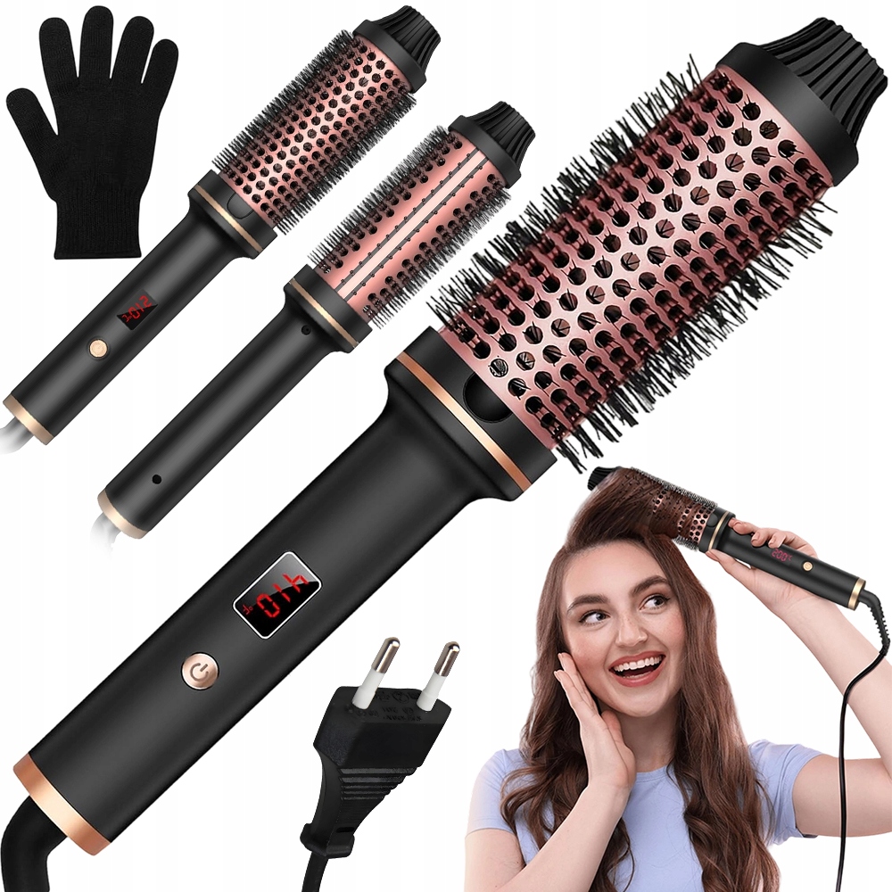 38Mm Podgrzewana Szczotka Stylizer Lokówka 3W1 Do Włosów Krótkich I Długich