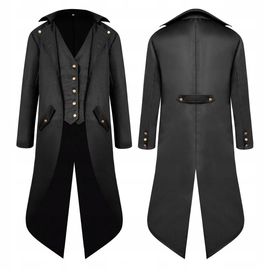 Moda męska Vintage Steampunk frak XL czarnyM Marka bez marki