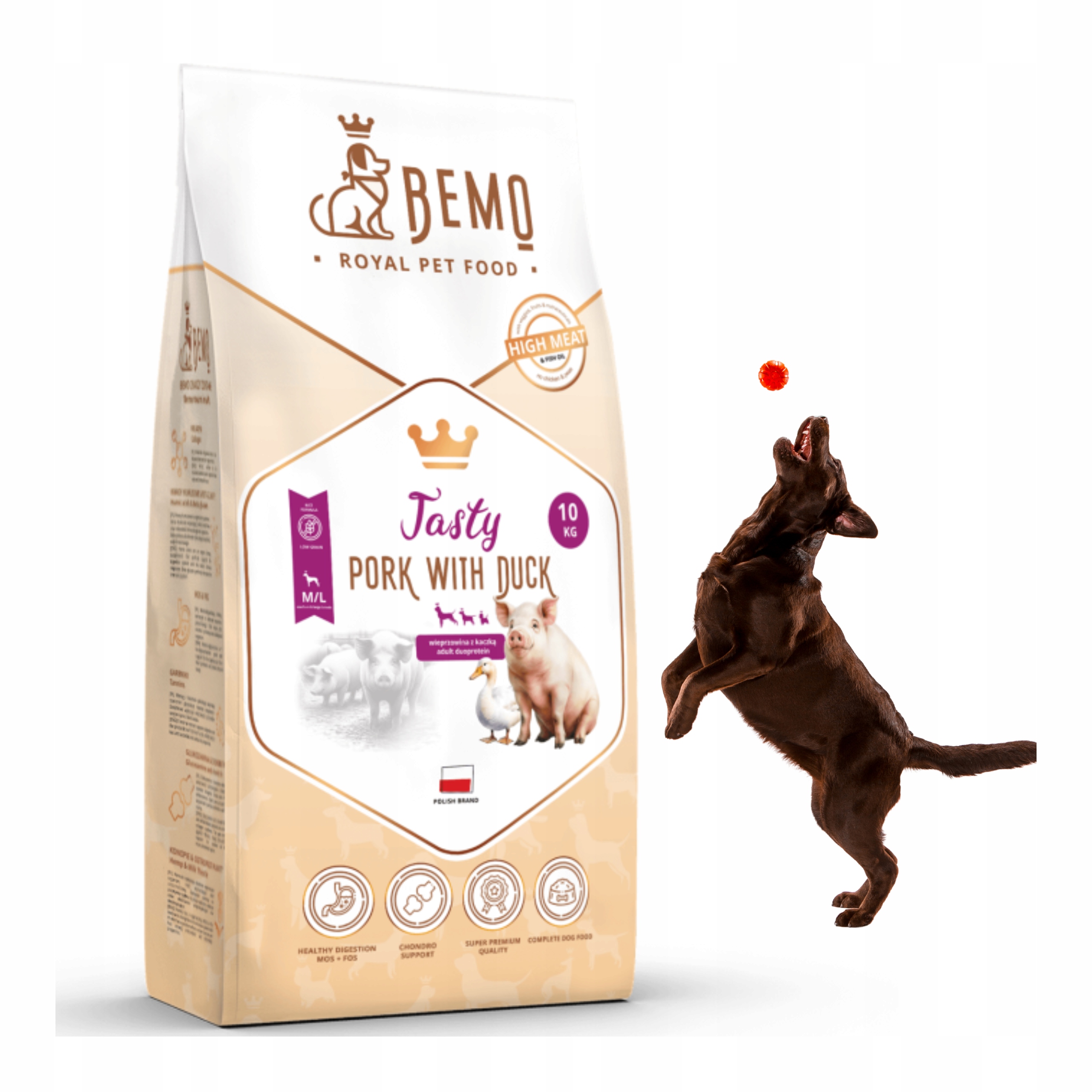 Levně Krmivo Suché Pro Psa Bemo Tasty 10 Kg M/L S Vepřovým A Vepřovým Masem