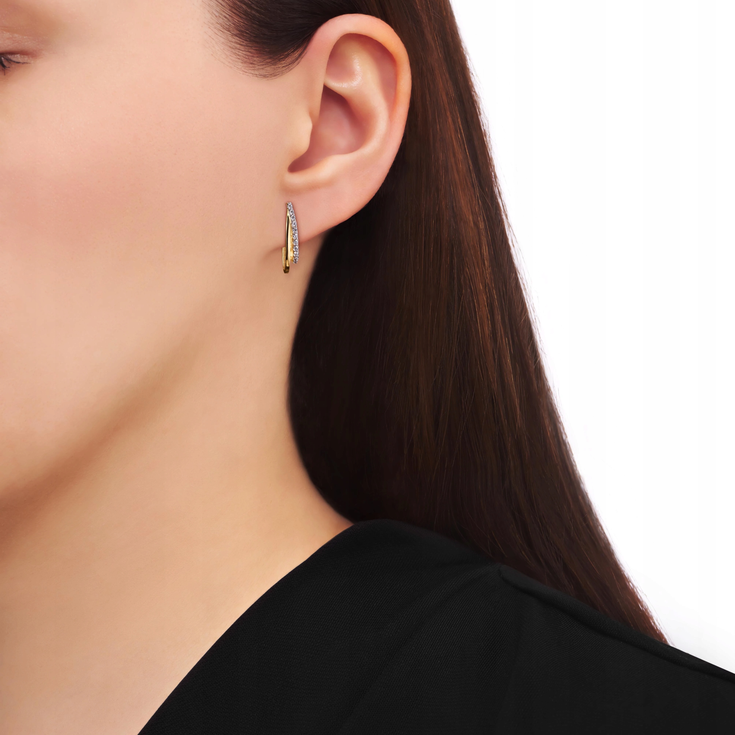 Jemné zlaté náušnice se zirkony ryzost 585