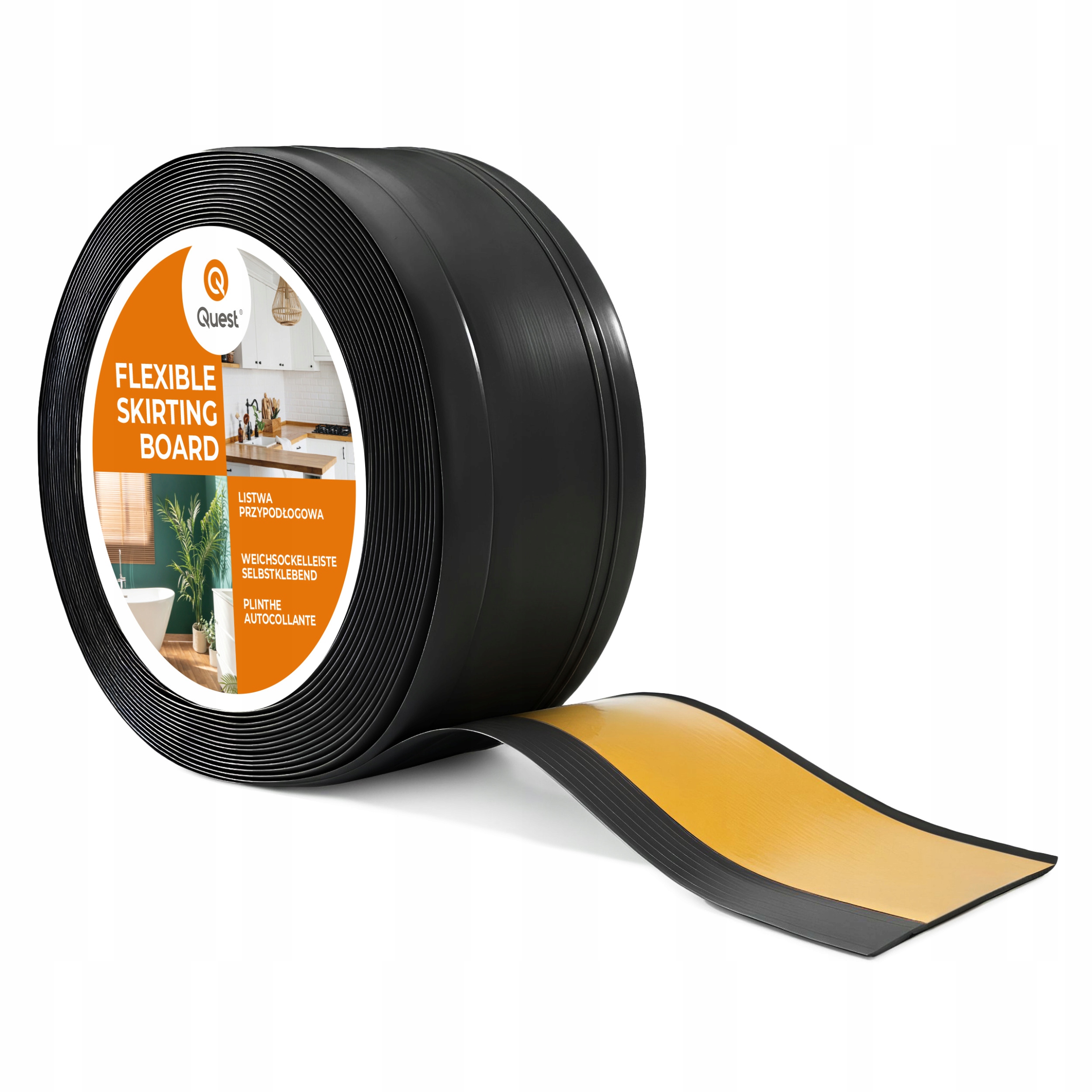 Podlahová lišta samolepicí Pvc, lišta Dekor, 70x20 mm, černá 15 m