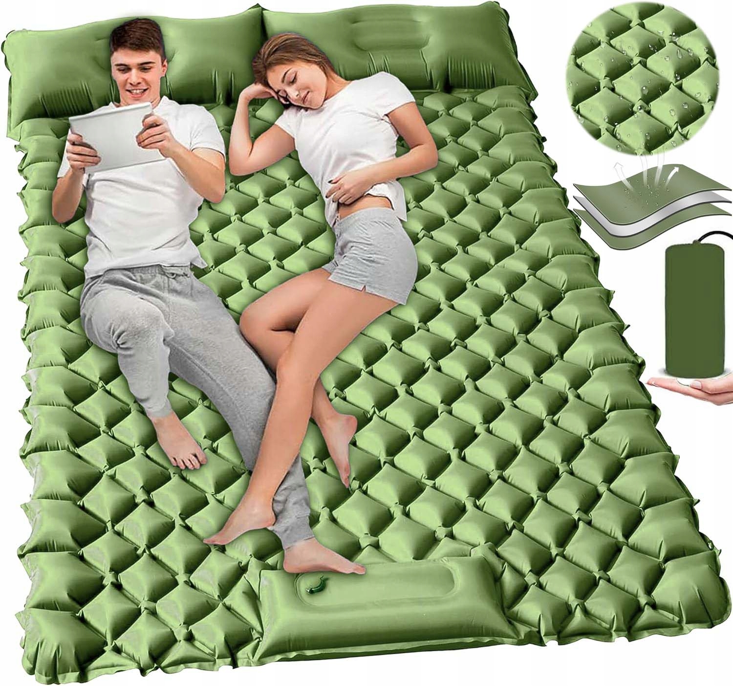 Matrace Nafukovací Dvoulůžková Podložka Ultralehká KARIMATKA190*120*8 CM Přenosná