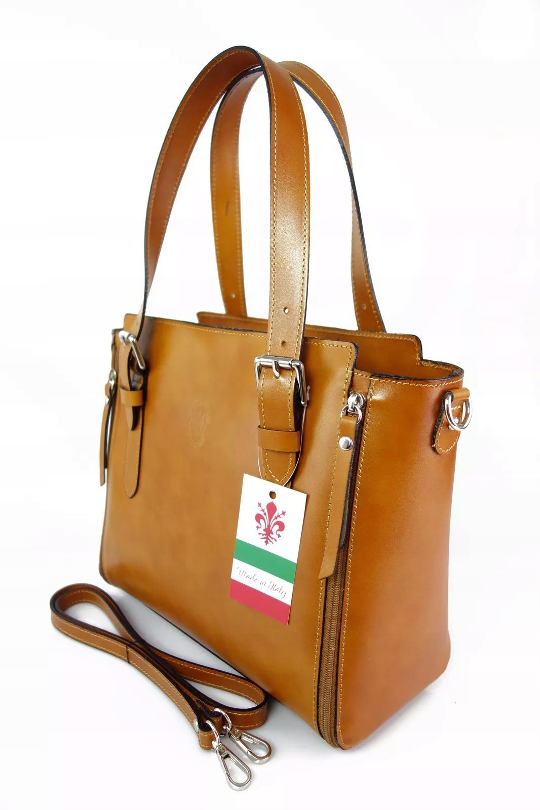 Klasická Kožená Kabelka A4 Přes Rameno Kůže Shopper Bag Kufřík Camel